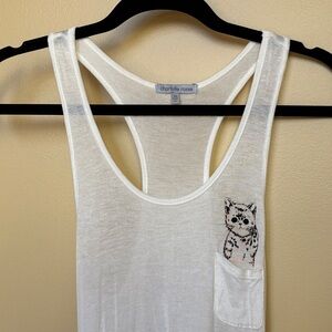 Charlotte Russe White Tank with Cat Pocket